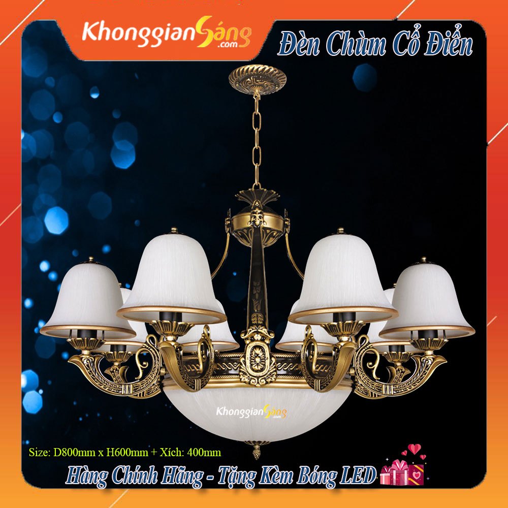 ĐÈN CHÙM PHONG CÁCH CỔ ĐIỂN 8 TAY TRANG TRÍ TRẦN PHÒNG KHÁCH, PHÒNG BẾP, PHÒNG NGỦ, SẢNH, MÁI VÒM...