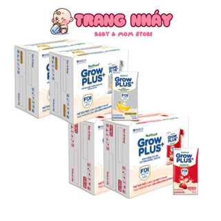 Thùng 24 hộp Sữa bột pha sẵn Nutifood GrowPLUS+ Vị Trái Cây Sữa Dâu/Chuối  hộp 110ml - Trên 1 tuổi