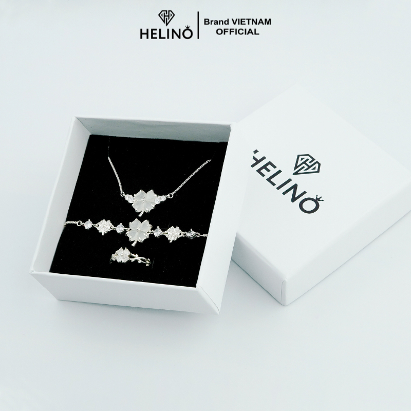 Bộ sản phẩm Lắc tay, Dây chuyền, Nhẫn HELINO cỏ bốn lá, trang sức cá tính, quà tặng sinh nhật