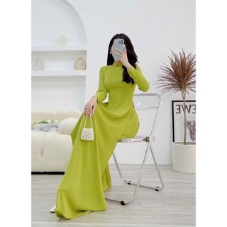 Áo Dài Lụa Mỹ Màu Xanh Cốm Siêu Xinh