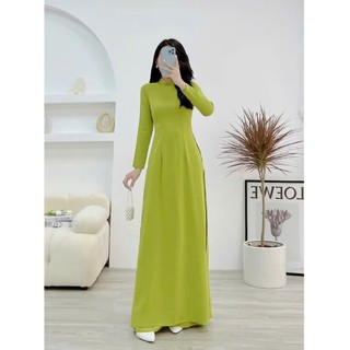 Áo Dài Lụa Mỹ Màu Xanh Cốm Siêu Xinh
