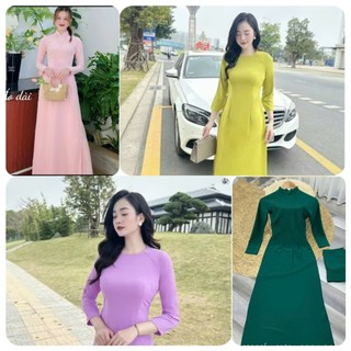 Áo Dài Lụa Mỹ Màu Xanh Cốm Siêu Xinh
