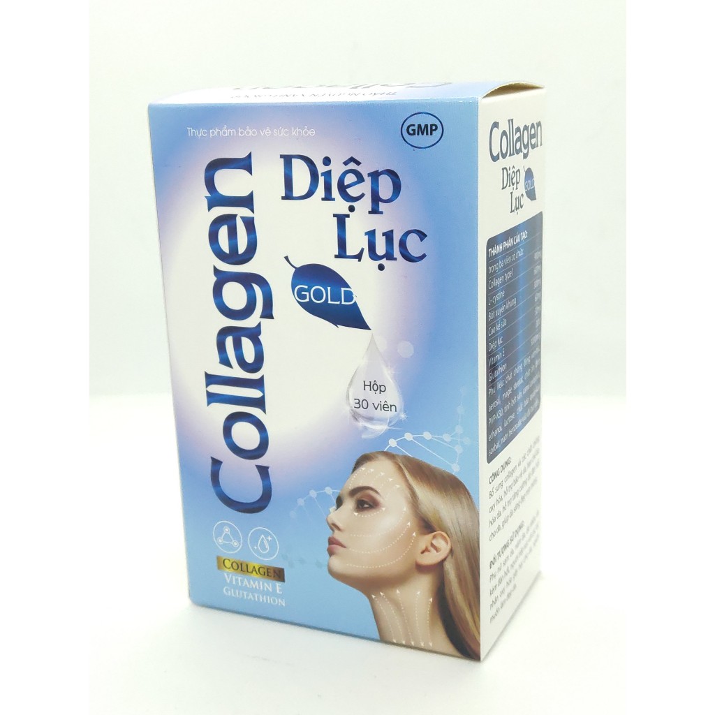 Viên uống làm đẹp da Collagen Diệp Lục Gold (Green) - Bổ sung collagen, vitamin E, diệp lục giúp giảm nám da, sạm da