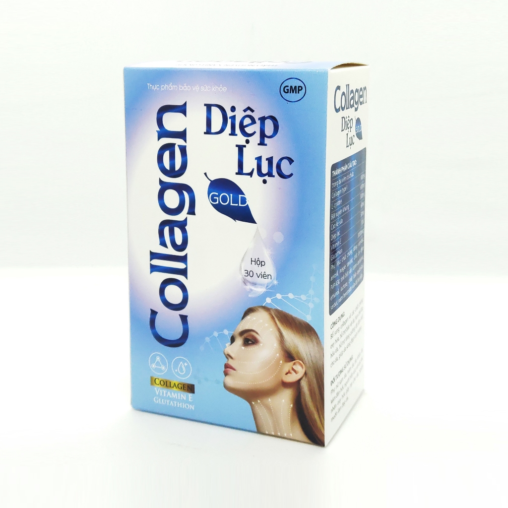 Viên uống làm đẹp da Collagen Diệp Lục Gold (Green) - Bổ sung collagen, vitamin E, diệp lục giúp giảm nám da, sạm da