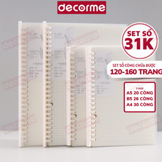 Sổ còng nhựa A4 B5 A5 DecorMe sổ caro vở kẻ caro kẻ ngang còng nhựa cứng có thể tháo còng thay giấy refill tiện dụng