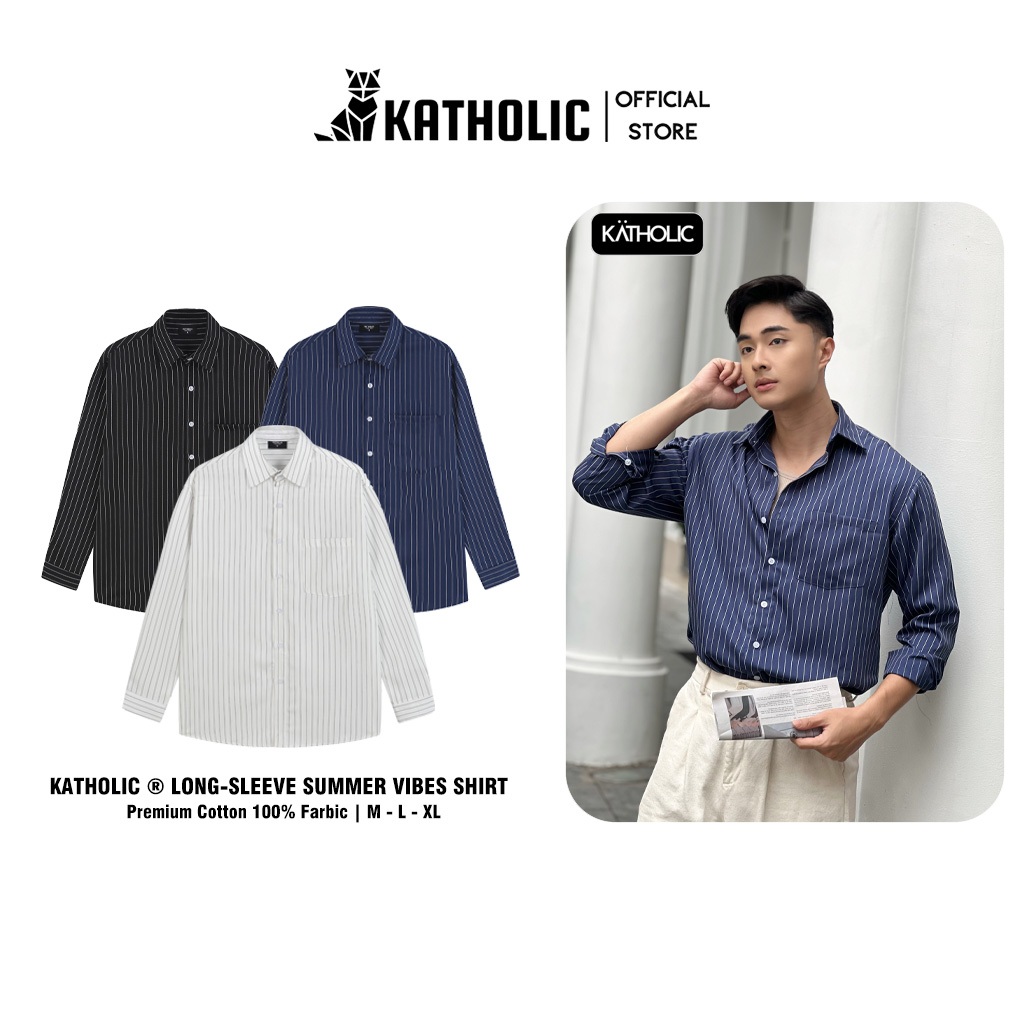 Áo Sơ Mi Kẻ Sọc Tay Dài Nam Nữ Summer Vibes Local Brand KATHOLIC Form Rộng Oversize KAT030 | BigBuy360 - bigbuy360.vn