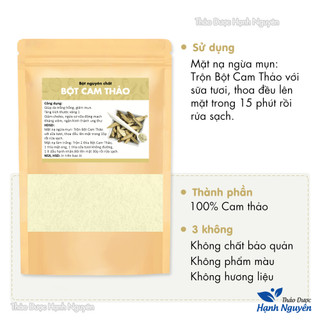 Bột cam thảo 100g, nguyên chất, thơm mịn, dùng đắp mặt nạ, dưỡng trắng da, giảm mụn, mờ thâm nám