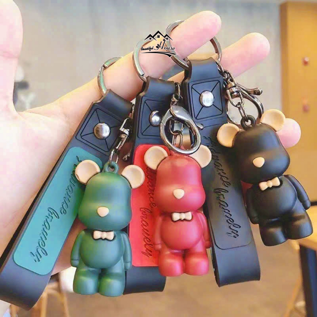 Móc Khoá Gấu BearBrick Treo Cặp, Balo, Móc Chìa Khoá Silocon Mẫu 3