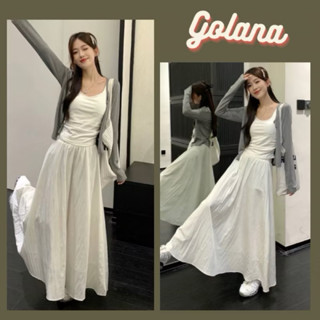 Chân váy midi xòe chất đũi ngọc dáng dài có lót trong cạp chun bồng bềnh, Chân Váy Dài Golana Siêu Xinh LYRA(có bigsize)