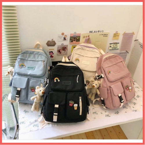 Balo nữ đi học dễ thương làm cặp sách, túi xách thời trang Ulzzang Hàn Quốc
