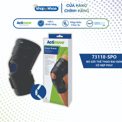 Bó Gối Thể Thao Đai Dán, Nẹp Bản Lề Poly 2 Bên, 73118-SPO, Màu Đen [Actimove] - NK Chính Hãng Châu Âu (1 Cái)