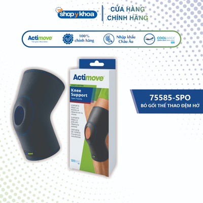 Bó Gối Thể Thao Đệm Hở 75585-SPO Actimove Knee Support, Màu Đen - Xanh Đen - NK Chính Hãng Châu Âu (1 Cái)