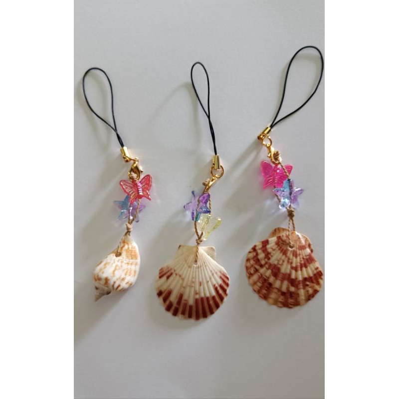 phụ kiện tự làm , day cham điện thoại võ sò ốc cute , mặt dây chuyền, mốc chìa khoá , dây đeo buộc d