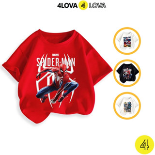 Áo thun cộc tay cho bé trai 4LOVA cotton thoáng mát họa tiết siêu nhân 8 - 36 kg hàng chính hãng