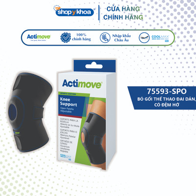 Bó Gối Thể Thao Đai Dán Actimove, Có Đệm Hở, Màu Đen [75593-SPO] - Nhập Khẩu Châu Âu (1 Cái)