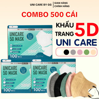 [ Thùng 500C ] Khẩu Trang 5D Unicare 3 Lớp Kháng Khuẩn Chống Bụi Mịn Cản Tia UV chống thấm nước hàng công ty chính hãng