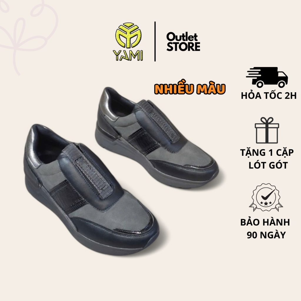 Giày Thể Thao Nữ Cổ Thấp, Giày Sneaker Nữ Cao Cấp Không Dây Phối Khóa Zip Đế Độn, Giày Xuất Xịn YAMI