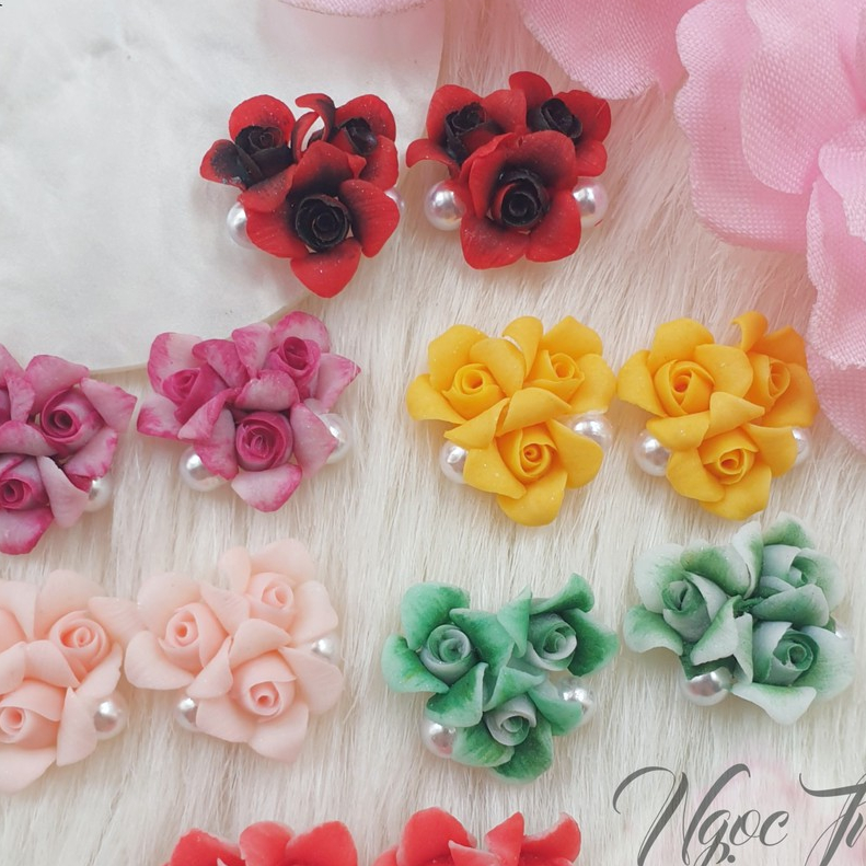 Hoa hồng ba - Hoa bột đính móng 16HA