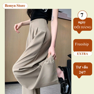  Quần tây ống rộng nữ dáng suông chất vải gold cạp cao lưng liền khóa sườn quần ống xuông tôn eo hack dáng đi học đi làm 