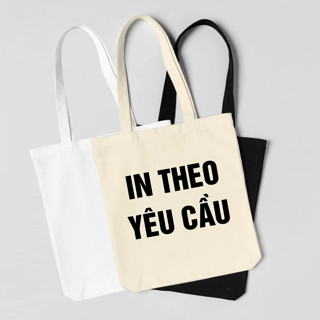 Túi tote, Túi vải bố canvas cotton in hình theo yêu cầu đeo vai thời trang hàn quốc đựng vừa A4 - yc196