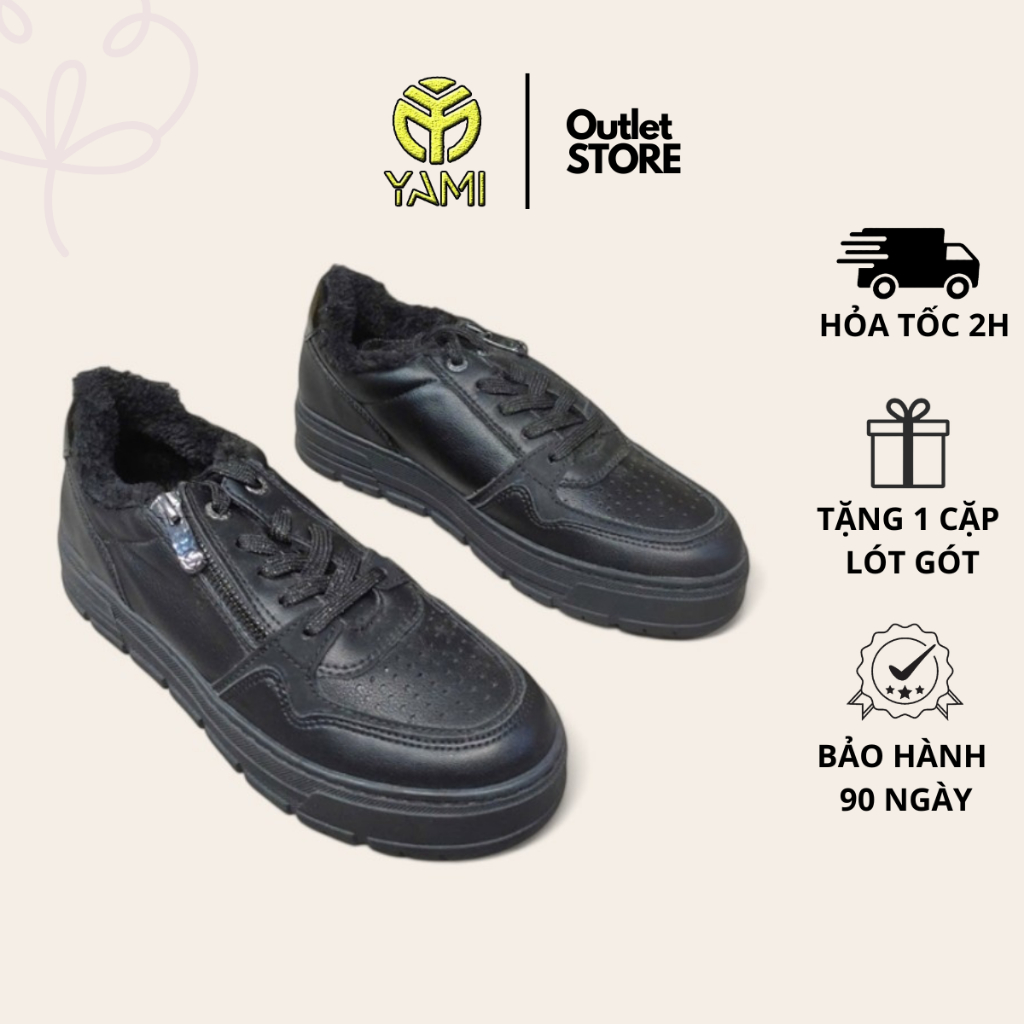 Giày Thể Thao Nữ Cổ Thấp, Giày Sneaker Nữ Cao Cấp Buộc Dây Đế Độn Tăng Chiều Cao, Giày Xuất Xịn YAMI