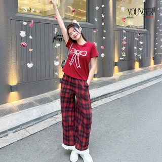  Bộ đồ nữ YOUNGER BY CARDINA chất liệu cotton mềm mại áo ngắn tay quần kẻ gấu bèo 5YBCD05 