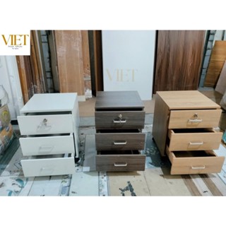  Tủ văn phòng Tủ hồ sơ tủ để đầu giường Tủ 3 hộc ngăn kéo gỗ có bánh xe 