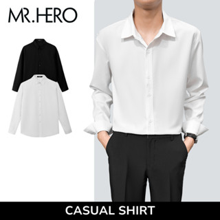 Áo sơ mi trắng trơn unisex dài tay chất lụa mềm nhẹ form rộng phong cách Hàn Quốc SM06 M.RO đi học đi làm