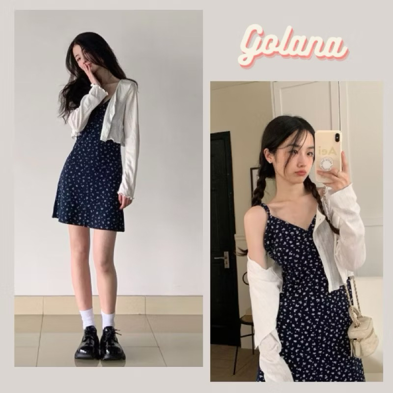 Váy Hai Dây Hoa dáng Ngắn Kèm Áo Khoác Cara, Đầm 2 dây đi biển Kèm Cardigan ( Có Bigsize)( Có Sẵn-Giao ngay) | BigBuy360 - bigbuy360.vn