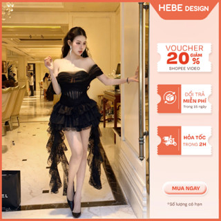 Váy Venus Dạ Hội Đầm Dự Tiệc Cúp Ngực Sang Trọng Phong Cách Cổ Điển Xếp Tầng Đuôi Dài Gợi Cảm HeBe Boutique