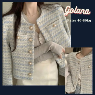  Áo Dạ Tweed Cổ tròn SEA COAT Siêu Sang chảnh Áo Dạ Kẻ Xanh Vạt Vuông   có bigsize    Có Sẵn -Giao Ngay  