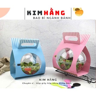  50 Hộp cầu 390ml kèm túi giấy  - Hộp cầu đựng bánh mousse - tiramisu - Hộp cầu đựng rau câu 3D - Đựng quà tặng siêu xinh 