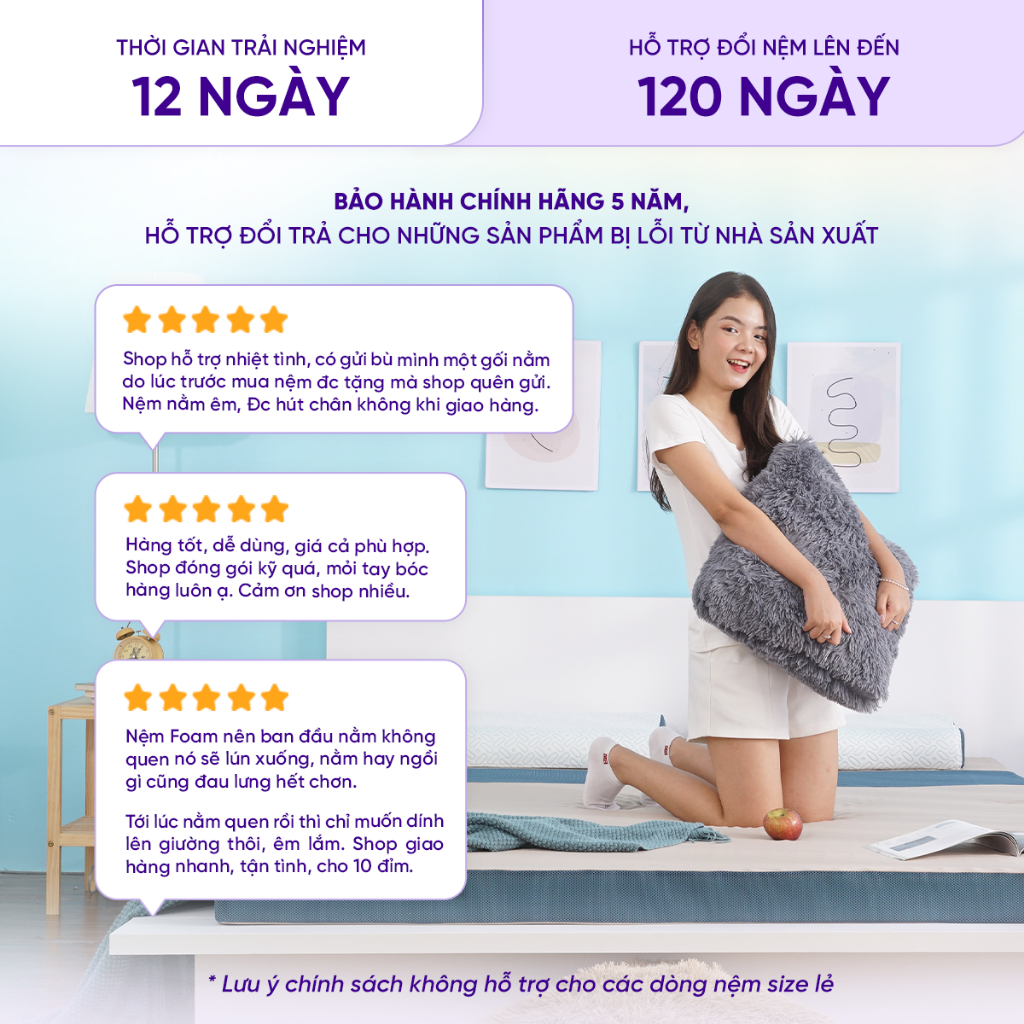 [SĂN GỐI TẠI LIVE] Nệm Foam Goodnight Massage 1.0 (10cm), Đệm Foam Êm Vua Nệm, đệm foam massage, Nệm Êm | BigBuy360 - bigbuy360.vn