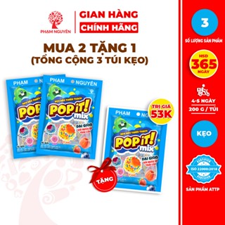 [MUA 2 TẶNG 1] Tổng cộng 3 Túi Kẹo Dẻo Thiên Thạch Từ Nước Ép Trái Cây Thật Mix Vị Popit 200g