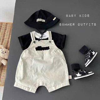 Set Yếm Kèm Áo phong cách hàn quốc siêu dễ thương cho bé diện hè 3-11kg