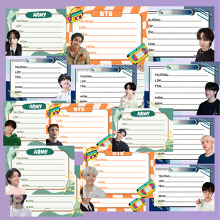 SET NHÃN VỞ BTS - set 12 nhãn vở