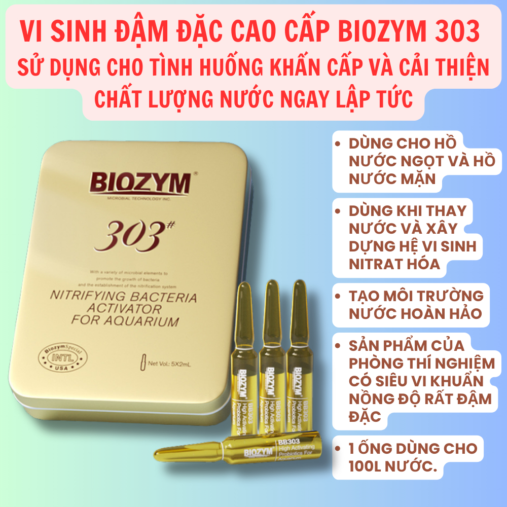 [1 ống] Vi sinh sống cao cấp BIOZYM 303 Ổn định chất lượng nước cho bể cá cảnh, thủy sinh