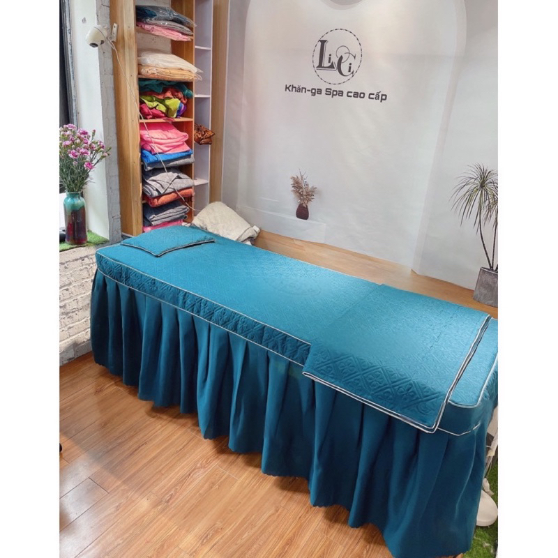 Ga giường spa ,ga giường nối mi, giường gội chất cotton poly kèm vỏ gối