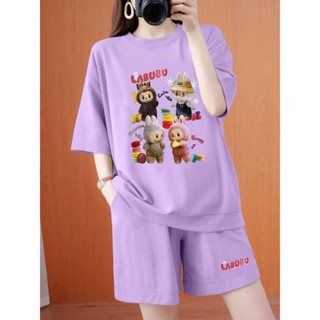 Bộ quần áo trẻ em LABUBU chất Cotton cho bé gái từ 14 - 43kg, 2 màu mát mịn