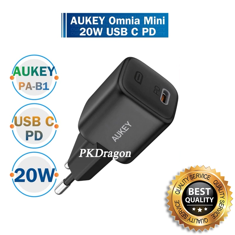 Củ sạc nhanh 20W Omnia Aukey PA-B1, công nghệ GAN, hỗ trợ PD 20W sạc nhanh cho 8 Plus đến 16 Promax 