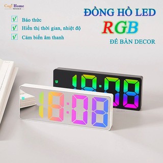  Đồng Hồ LED RGB Để Bàn Báo Thức Decor Bàn Làm Việc 
