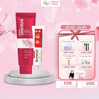 Combo Sữa Rửa Măt Và Kem Bôi Mụn Đầu Đen Mụn Cám Acnevir Santafa