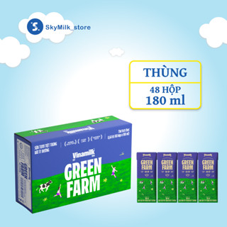 Thùng 48 Hộp 180ml Sữa Tươi Tiệt Trùng Vinamilk Green Farm Rất ít đường - Lốc 4 Hộp 180ml