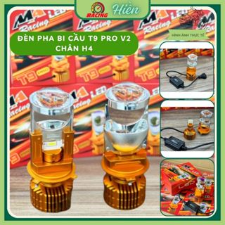 Đèn Pha Bi Cầu T9 PRO V2 2024 Chân H4 Ma Racing 60W Full Nhôm Ánh Sáng Trắng Cho Xe Máy