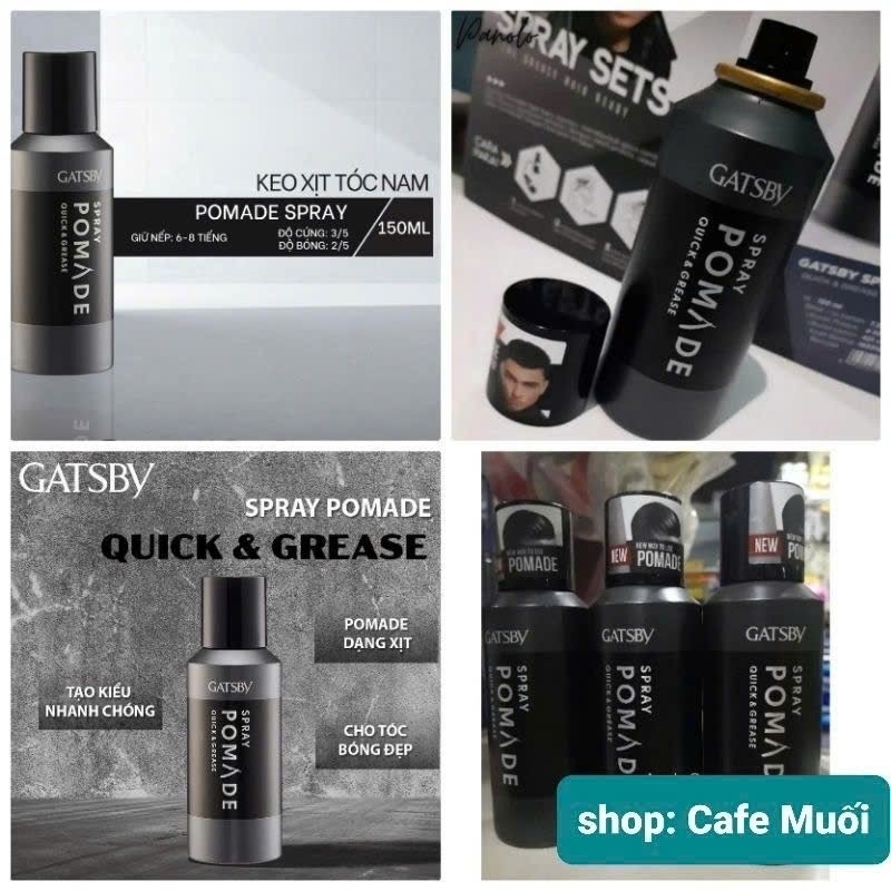 KEO XỊT TÓC 2IN1  Gatsby Spray Pomade Quick & Grease 150ml