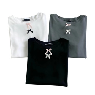 Áo thun đính nơ Choice NH102 form ôm body cho nữ, baby tee đủ màu chất cotton co giãn thoải mái.