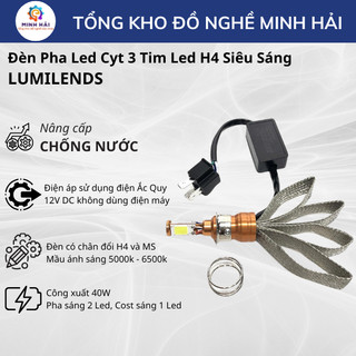 Đèn Pha Led Cyt 3 Tim Led Có Chân Đổi H4 Và M5 Siêu Sáng