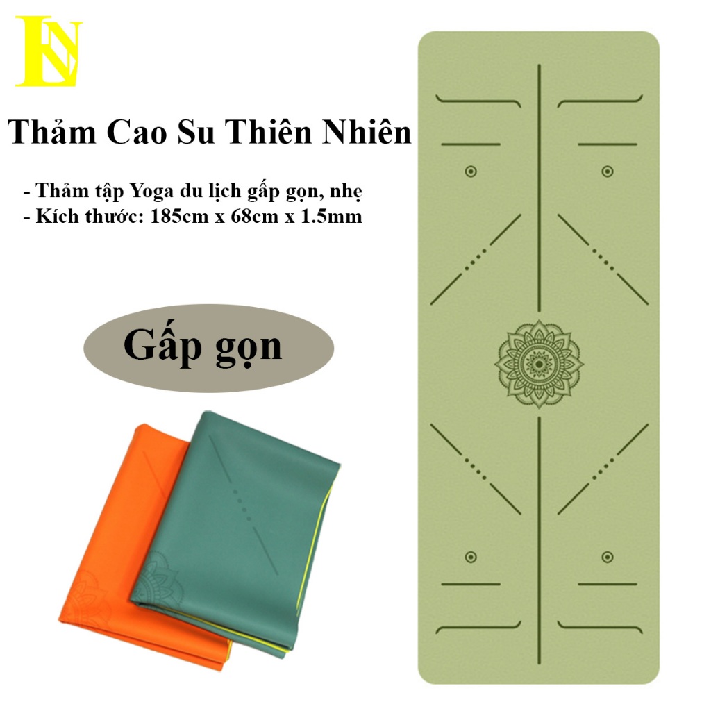 Thảm Yoga Lnn Sport Dày 1.5mm Định Tuyến Gấp Gọn Nhẹ Cao Su Thiên Nhiên Chống Trấy Chống trượt DT01