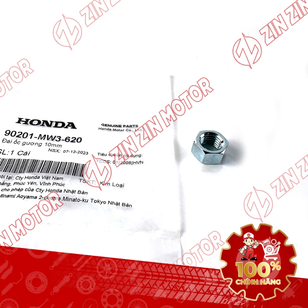 Đai Ốc Gương, Kính 10MM Wave Alpha 2017 - 2023 2024 - 2025 90201-MW3-620 Chính Hãng - ZZM