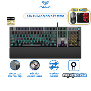 Bàn Phím Cơ Gaming Có Dây AULA F2058 Vỏ Kim Loại Led Rainbow Fullsize 104 Phím có Núm Vặn Nút Media